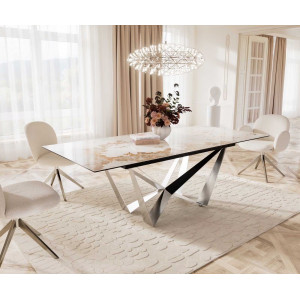 IMPERIO prémium kerámia étkezőasztal - 180-220cm - beige márvány