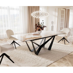 IMPERIO prémium kerámia étkezőasztal - 180-220cm - beige márvány