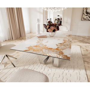 IMPERIO prémium kerámia étkezőasztal - 180-220cm - beige márvány