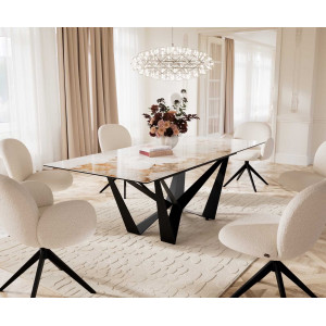 IMPERIO prémium kerámia étkezőasztal - 180-220cm - beige márvány