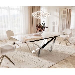 IMPERIO prémium kerámia étkezőasztal - 180-220cm - beige márvány
