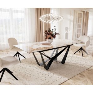 IMPERIO prémium kerámia étkezőasztal - 180-220cm - beige márvány
