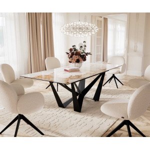 IMPERIO prémium kerámia étkezőasztal - 180-220cm - beige márvány