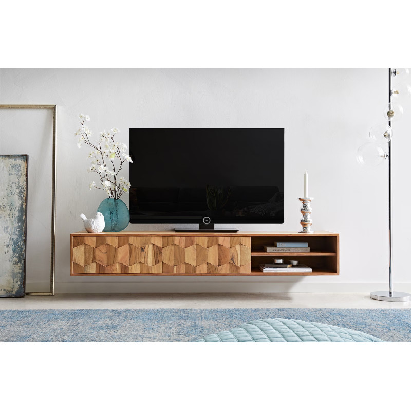 FEVON prémium akác fali TV-szekrény -160cm - natúr