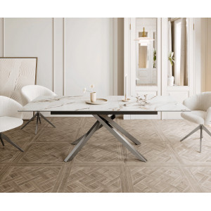 ETERNO prémium kerámia étkezőasztal - 180-220cm - calacatta