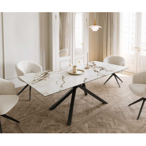 ETERNO prémium kerámia étkezőasztal - 180-220cm - calacatta