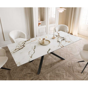 ETERNO prémium kerámia étkezőasztal - 180-220cm - calacatta