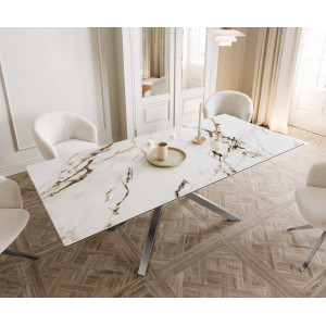 ETERNO prémium kerámia étkezőasztal - 180-220cm - calacatta