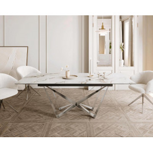 TORIANO prémium kerámia étkezőasztal - 180-220cm - calacatta