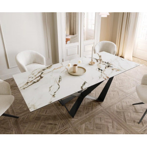 TORIANO prémium kerámia étkezőasztal - 180-220cm - calacatta