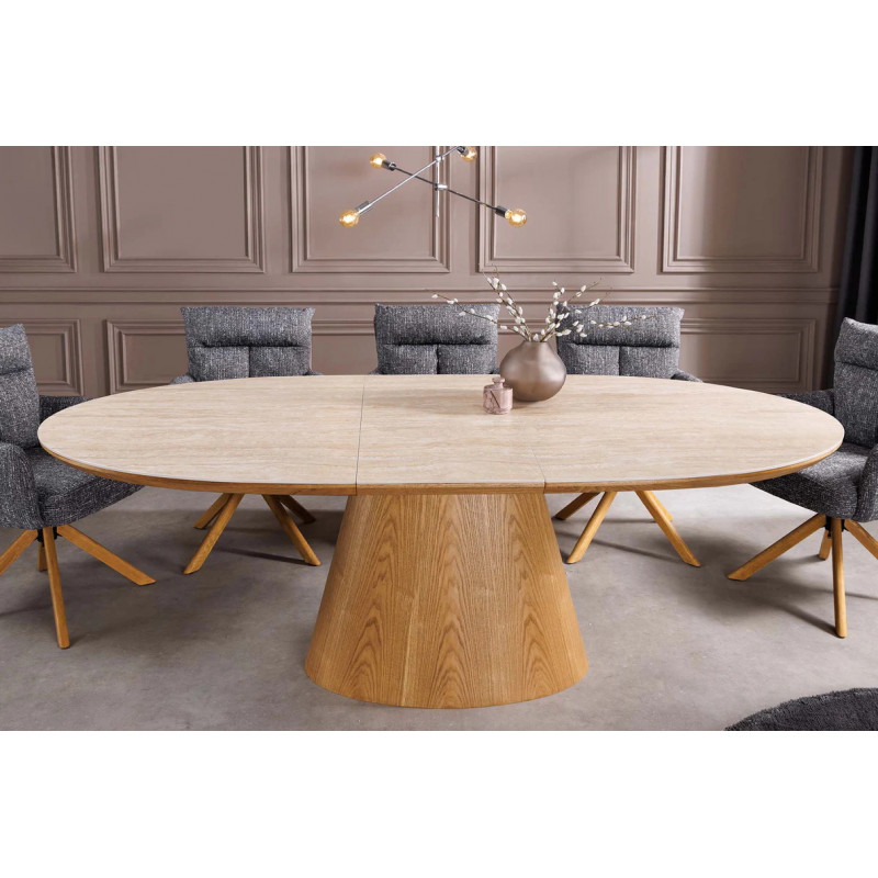 UNIQUE modern bővíthető étkezőasztal - 160-200cm - travertin