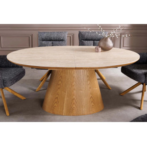 UNIQUE modern bővíthető étkezőasztal - 160-200cm - travertin