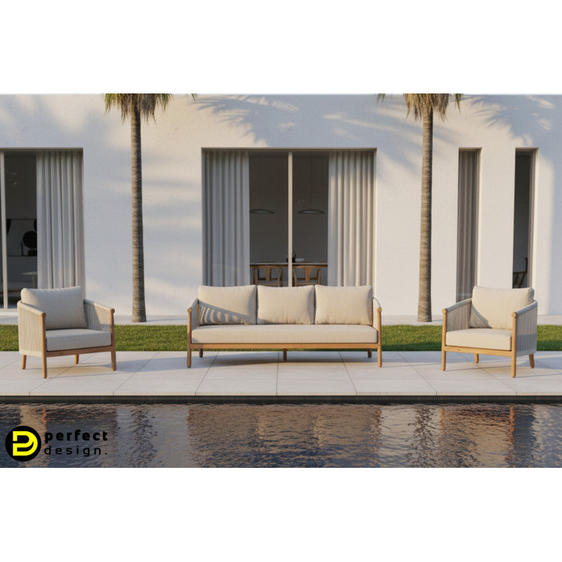 IMPERIA prémium teakfa kültéri szett - beige