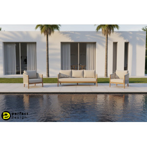 IMPERIA prémium teakfa kültéri szett - beige