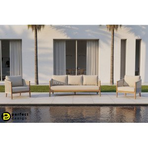 IMPERIA prémium teakfa kültéri szett - beige BIZZOTTO