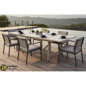 BRISA prémium  kültéri bővíthető étkezőasztal - 212-285cm - light beige BIZZOTTO