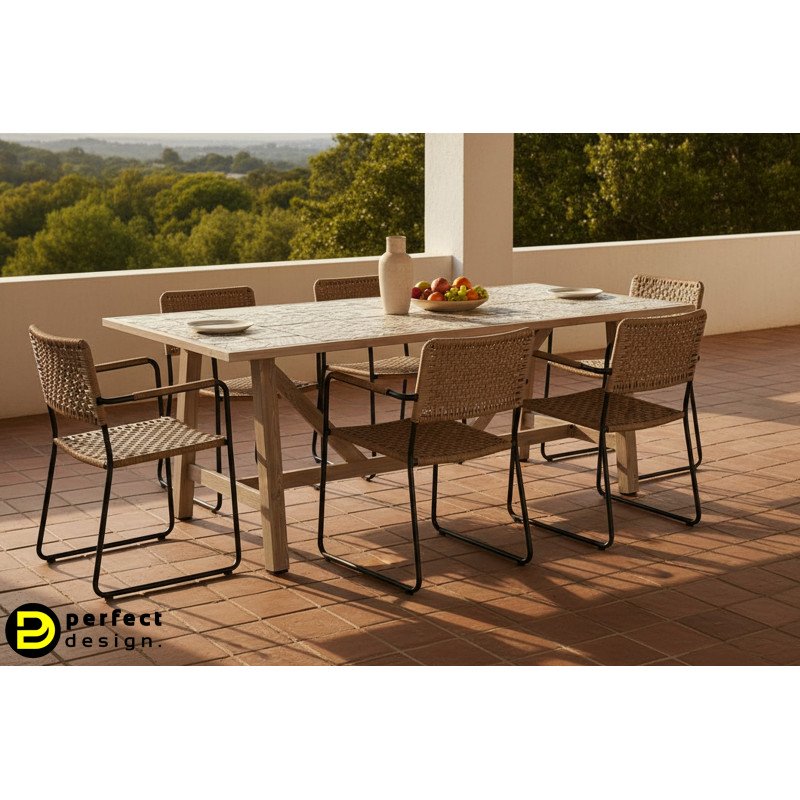 BRISA prémium kültéri étkezőasztal - 206cm - light beige