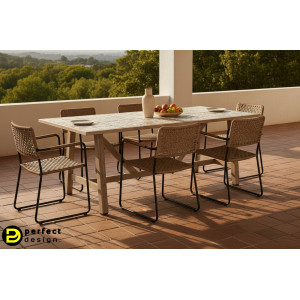 BRISA prémium kültéri étkezőasztal - 206cm - light beige BIZZOTTO
