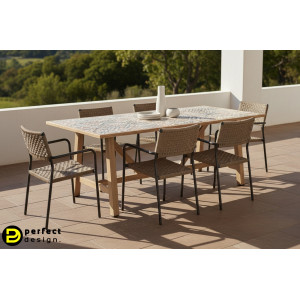BRISA prémium kültéri étkezőasztal - 206cm - beige BIZZOTTO