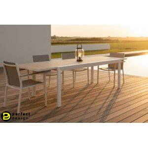 HORIZON modern bővíthető kültéri étkezőasztal - 220-340cm - fehér BIZZOTTO