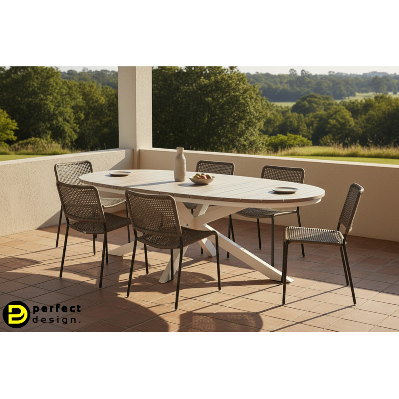 ZELMAR OVAL modern kültéri étkezőasztal - 218cm - fehér