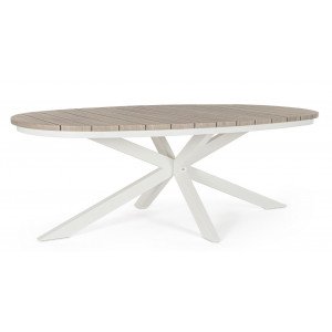 ZELMAR OVAL modern kültéri étkezőasztal - 218cm - fehér