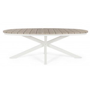 ZELMAR OVAL modern kültéri étkezőasztal - 218cm - fehér