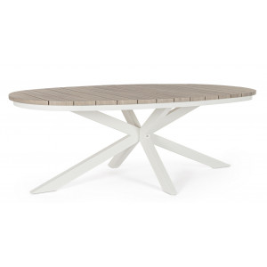 ZELMAR OVAL modern kültéri étkezőasztal - 218cm - fehér