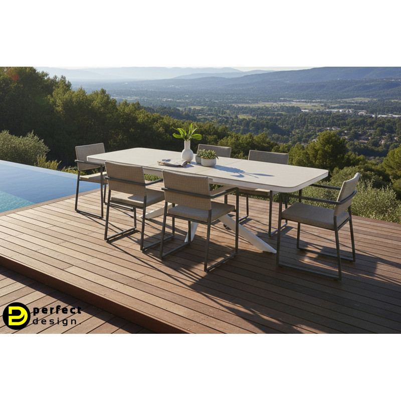 PASCAL prémium bővíthető kültéri étkezőasztal - 200-260cm -fehér