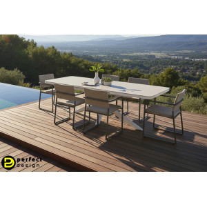 PASCAL prémium bővíthető kültéri étkezőasztal - 200-260cm -fehér BIZZOTTO