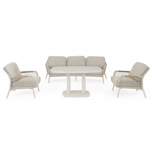 GRAVA állítható magasságú prémium kültéri kerámia étkezőasztal - 135cm - beige