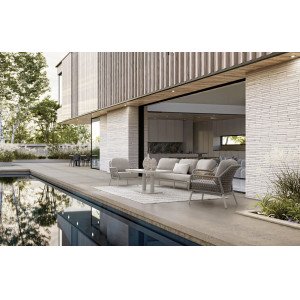 GRAVA állítható magasságú prémium kültéri kerámia étkezőasztal - 135cm - beige