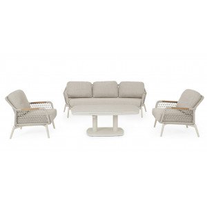 GRAVA állítható magasságú prémium kültéri kerámia étkezőasztal - 135cm - beige