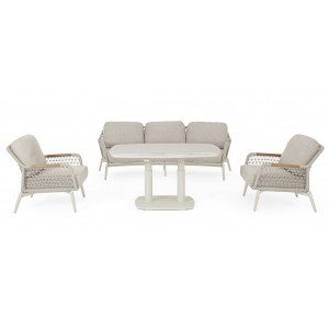 GRAVA állítható magasságú prémium kültéri kerámia étkezőasztal - 135cm - beige