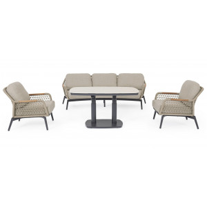 GRAVA állítható magasságú prémium kültéri kerámia étkezőasztal - 135cm - antracit