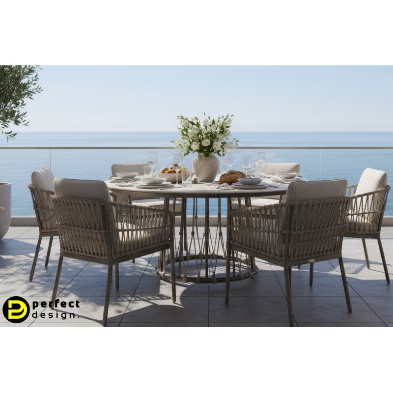 ISLA prémium kerek kültéri étkezőasztal -150cm - barna