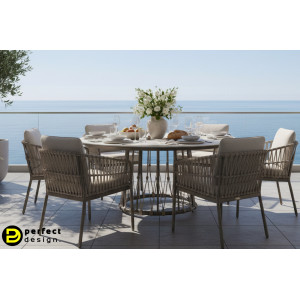 ISLA prémium kerek kültéri étkezőasztal -150cm - barna BIZZOTTO