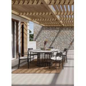 ISLA prémium kerek kültéri étkezőasztal -150cm - barna