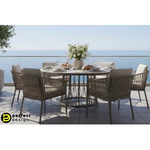 ISLA prémium kerek kültéri étkezőasztal -150cm - barna BIZZOTTO