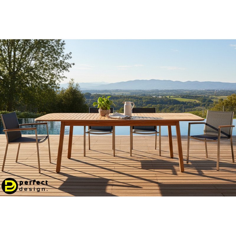 PURE kültéri akác bővíthető étkezőasztal -160-210cm