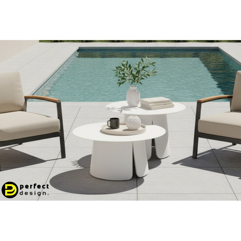 VIVA modern kültéri dohányzóasztal szett - fehér