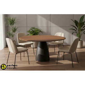 NOVELLA kerek mangófa étkezőasztal - 140cm - fekete BIZZOTTO