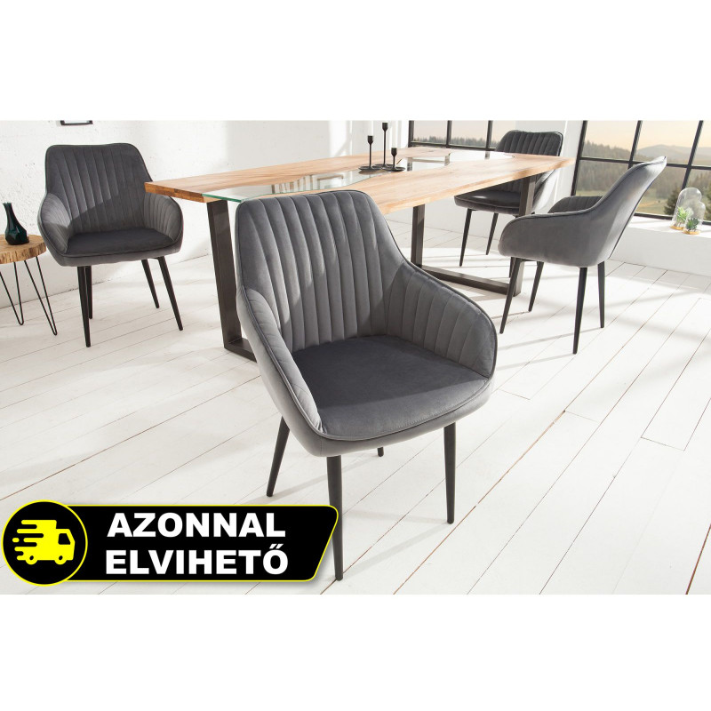 STICH bársony design szék - szürke