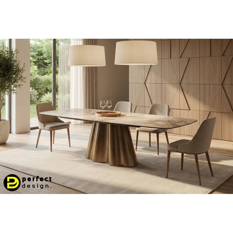 MARMINO design kerámia bővíthető étkezőasztal - 180-260cm - réz