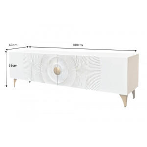 GOLDEN SUNSET design mangófa TV-szekrény - 180cm - fehér