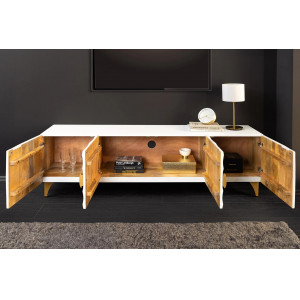 GOLDEN SUNSET design mangófa TV-szekrény - 180cm - fehér