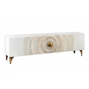 GOLDEN SUNSET design mangófa TV-szekrény - 180cm - fehér