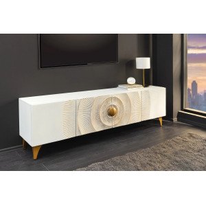 GOLDEN SUNSET design mangófa TV-szekrény - 180cm - fehér