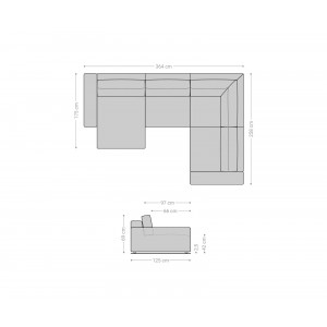 URBANO modern ülőgarnitúra - szürke - 300cm