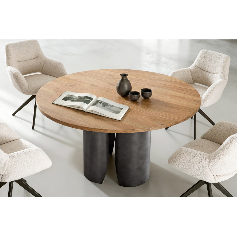 NOLARO prémium akác étkezőasztal - 140cm - fekete